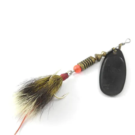 Vintage Mepps Black Fury 4 Dressed, 1/3oz Black / Yellow spinning lure #1150