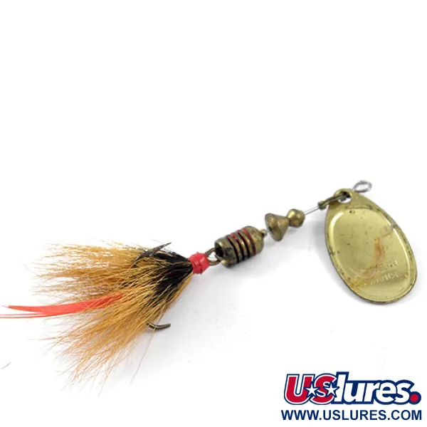 Vintage   Mepps Aglia 2 dressed, 3/16oz Brass spinning lure #1156