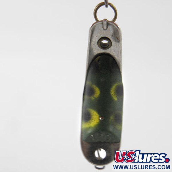 Vintage  Helin Tackle Helin Swinmming Spoon 125, 3/32oz Nickel / Frog (Green and Yellow) fishing spoon #1157