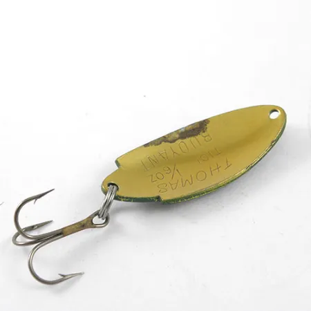 Vintage Thomas Buoyant, 3/16oz Green / Red / Yellow (Frog) fishing spoon #1158