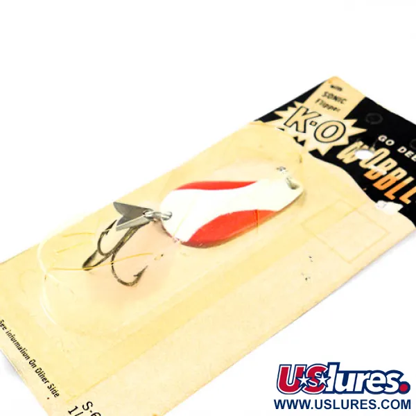  Acme K.O. Wobbler, 1/2oz Red / White / Nickel fishing spoon #1160
