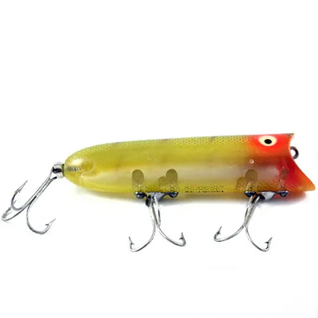 Vintage Popper Heddon Lucky 13, 2/3oz Yellow / Red / Green fishing lure #1184