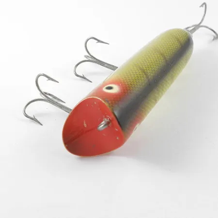 Vintage Popper Heddon Lucky 13, 2/3oz Yellow / Red / Green fishing lure #1184