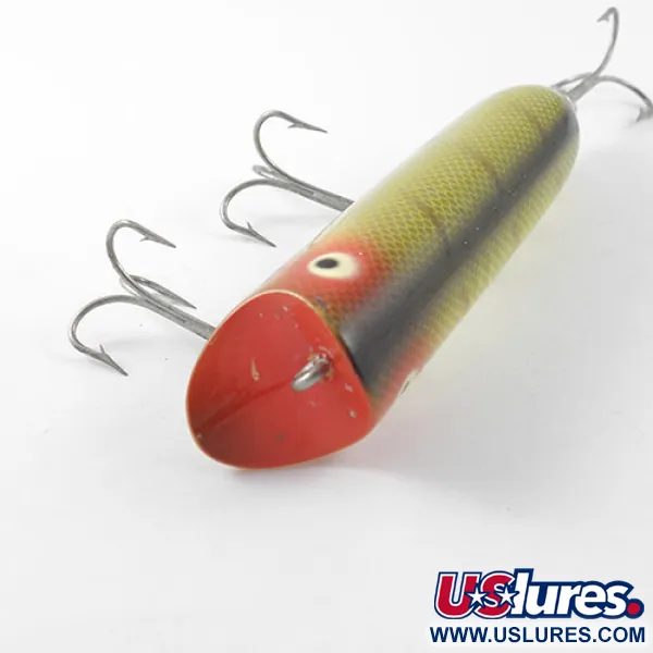 Vintage   Popper Heddon Lucky 13, 2/3oz Yellow / Red / Green fishing lure #1184