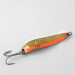 Vintage  Luhr Jensen Krocodile Die #4, 3/5oz Hammered Brass / Orange fishing spoon #1191