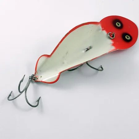 Vintage Buck Perry spoonplug, 3/4oz Red / White fishing spoon #1207