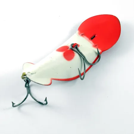 Vintage Buck Perry spoonplug, 3/4oz Red / White fishing spoon #1207