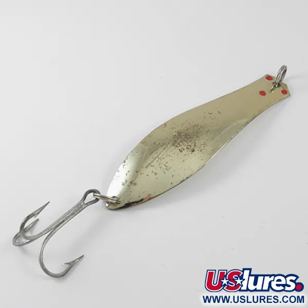 Vintage  Prescott Spinner Little Doctor 275 1222, 3/4oz Gold / Red dots fishing spoon #1222