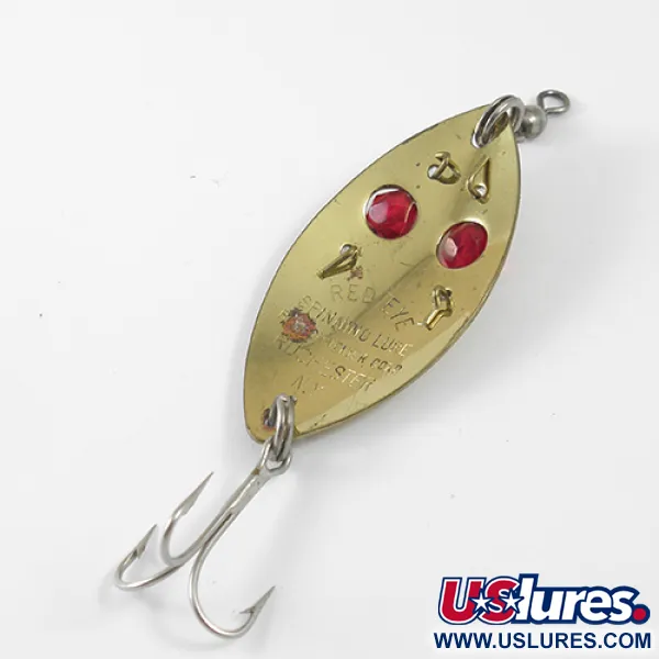Vintage  Hofschneider Red Eye junior, 1/3oz Brass / Red Eyes fishing spoon #1245