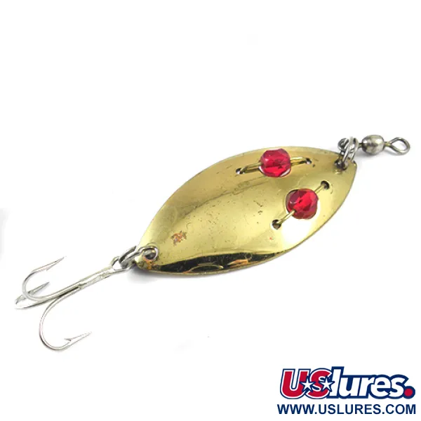 Vintage  Hofschneider Red Eye junior, 1/3oz Brass / Red Eyes fishing spoon #1245