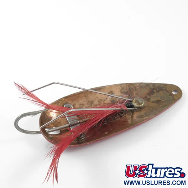 Vintage  Eppinger Dardevle Dardevlet Feathered Weedless, 3/4oz Red / White / Copper fishing spoon #1272
