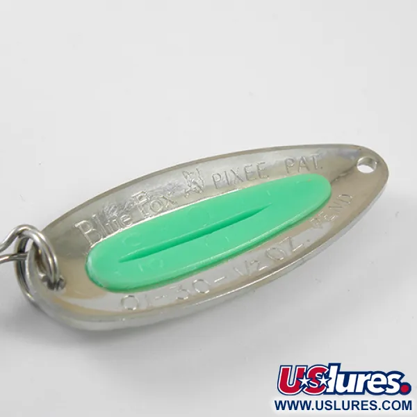 Blue Fox Pixee, 1/2oz Nickel / Green fishing spoon #1273