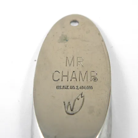 Vintage Weber Mr Champ, 1 1/4oz Nickel / Yellow tail fishing spoon #1278