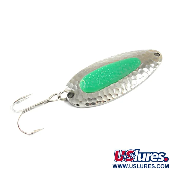 Vintage   Blue Fox Pixee , 3/4oz Nickel / Green fishing spoon #1284