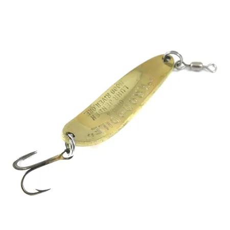 Vintage Luhr Jensen Krocodile Die #3, 1/2oz Fluorescent Yellow / Red / Brass fishing spoon #1289
