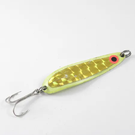 Vintage Luhr Jensen Krocodile Die #4, 1/2oz Fluorescent Yellow fishing spoon #1290