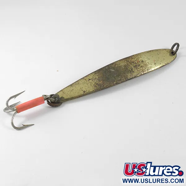Vintage   Bay de Noc Swedish Pimple, 1 1/3oz Brass fishing spoon #1303