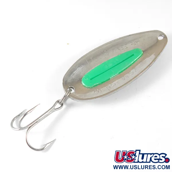Vintage   Blue Fox Pixee, 3/4oz Nickel / Green fishing spoon #1324