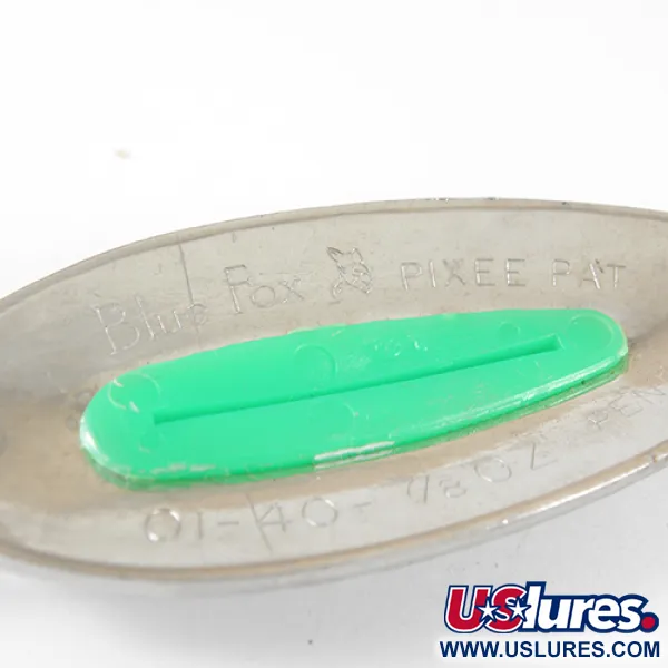 Vintage   Blue Fox Pixee, 3/4oz Nickel / Green fishing spoon #1324