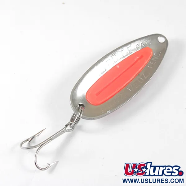 Vintage   Blue Fox Pixee , 1/2oz Nickel / Fluorescent Orange fishing spoon #1325