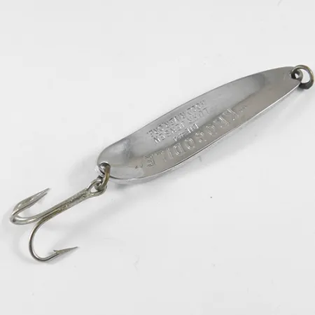 Vintage Luhr Jensen Krocodile Die #4, 3/5oz Nickel / Green fishing spoon #1328