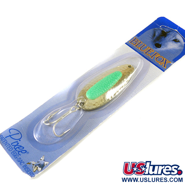   Blue Fox Pixee, 3/4oz Green / Gold (24 Carat Gold Plated) fishing spoon #1337