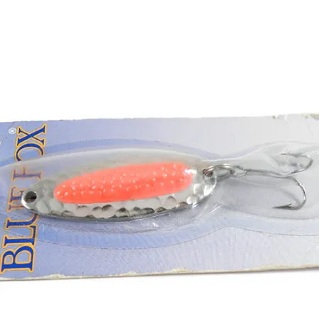 Blue Fox Pixee, 1/4oz Nickel / Fluorescent Orange fishing spoon #1338