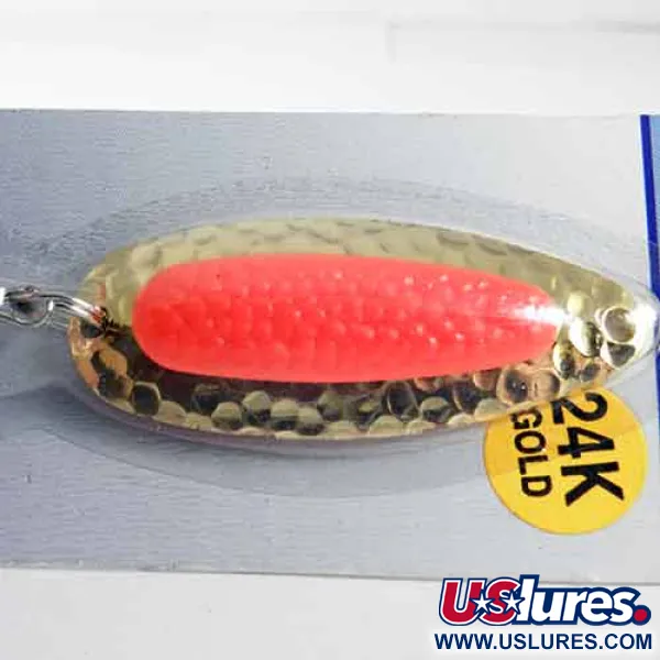   Blue Fox Pixee , 1/2oz Fluorescent Orange / Gold (24 Carat Gold Plated) fishing spoon #1353