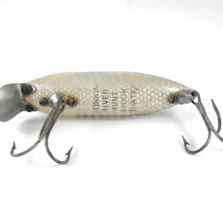 Vintage Heddon River Runt, 2/5oz White / Gray fishing lure #1354