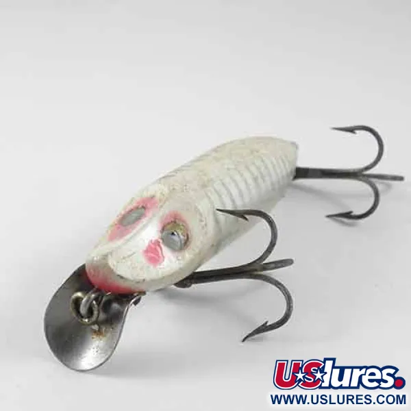 Vintage   Heddon River Runt, 2/5oz White / Gray fishing lure #1354