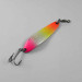 Vintage  Luhr Jensen Krocodile Die #3, 1/3oz Bright Yellow, Orange, Pink / Nickel fishing spoon #1377