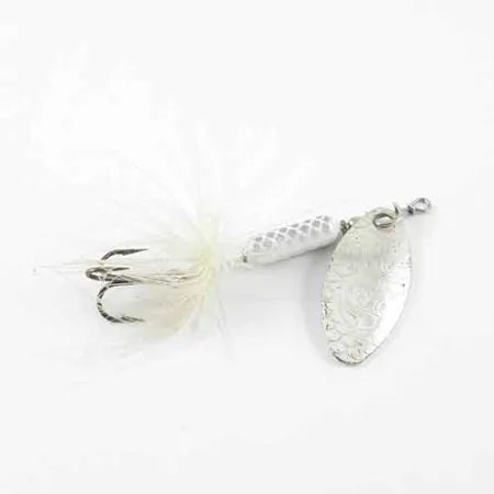 Vintage Yakima Bait Worden’s Original Rooster Tail, 3/32oz Nickel / White spinning lure #1382