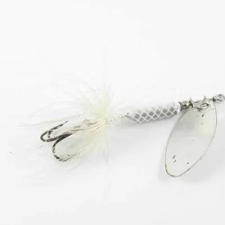 Vintage Yakima Bait Worden’s Original Rooster Tail, 3/32oz Nickel / White spinning lure #1382