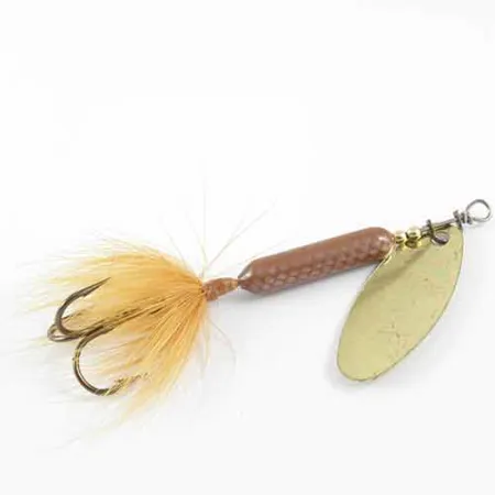 Vintage Yakima Bait Worden’s Original Rooster Tail, 1/4oz Brass / Brown spinning lure #1389