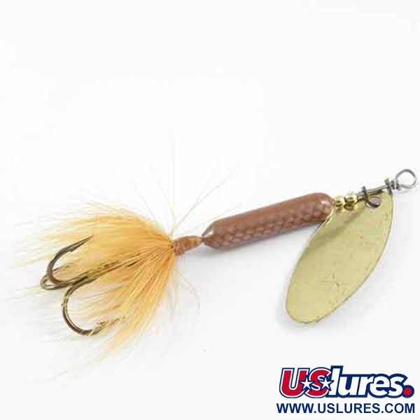 Vintage  Yakima Bait Worden’s Original Rooster Tail, 1/4oz Brass / Brown spinning lure #1389