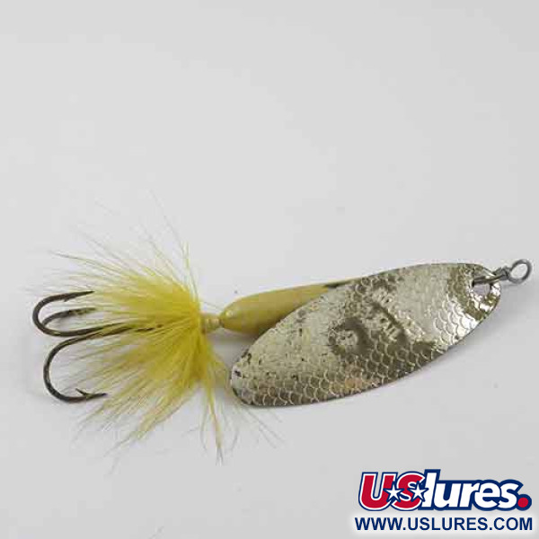 Vintage  Yakima Bait Worden’s Original Rooster Tail 6, 1/2oz Nickel / Yellow spinning lure #1395