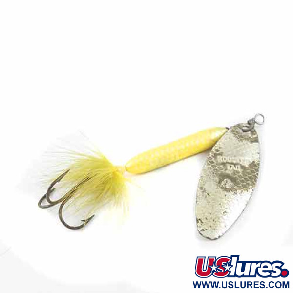 Vintage  Yakima Bait Worden’s Original Rooster Tail 6, 1/2oz Nickel / Yellow spinning lure #1395