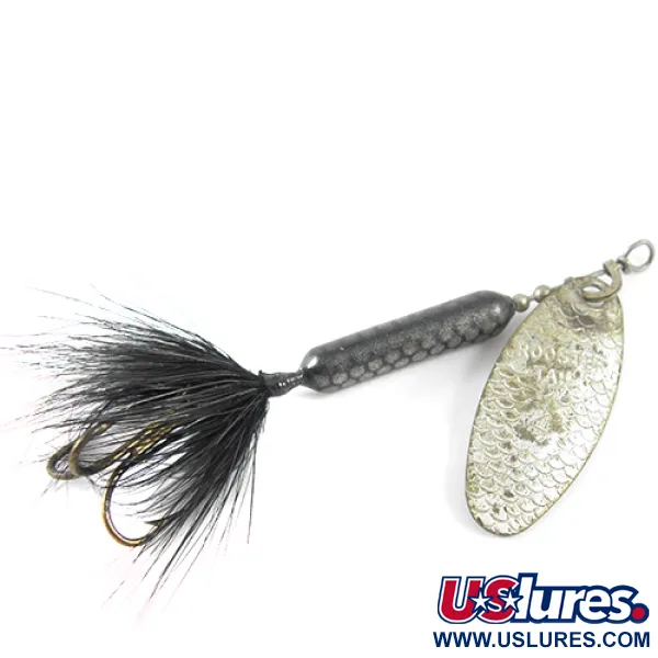 Vintage  Yakima Bait Worden’s Original Rooster Tail 4, 1/4oz Black / Nickel spinning lure #1417
