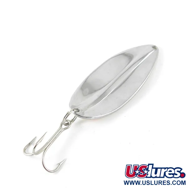 Vintage TODDCO Main liner Glow, 3/4oz Glow White / Fluorescent Red fishing spoon #1427