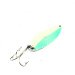 Vintage  Seneca Little Cleo (Hula Girl) Glow, 3/4oz White / Green / Nickel (Glow in Dark) fishing spoon #1448