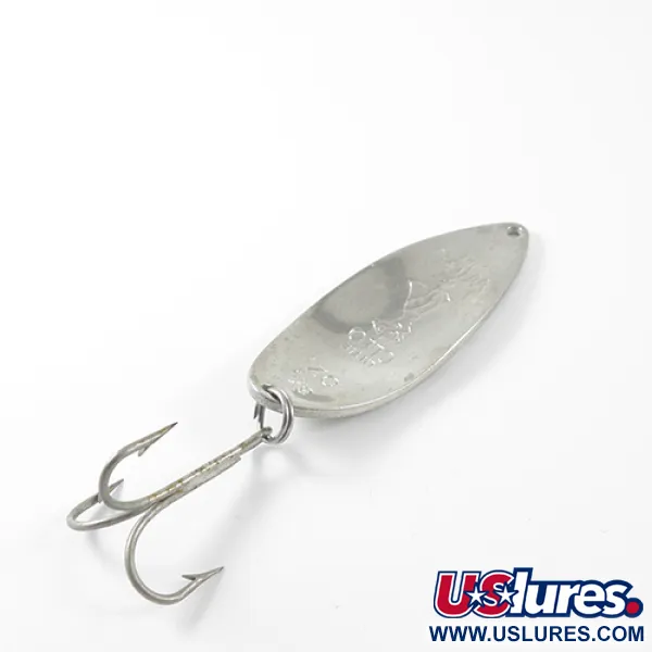 Vintage  Seneca Little Cleo (Hula Girl) Glow, 3/4oz White / Orange / Nickel (Glow in Dark) fishing spoon #1449