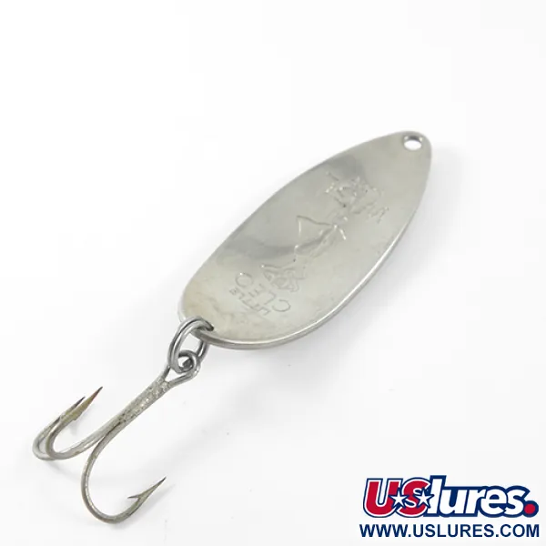 Vintage  Seneca Little Cleo (Hula Girl), 1/2oz Nickel / Blue / Red fishing spoon #1450