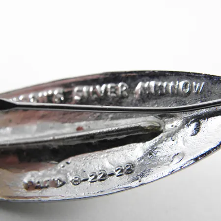 Vintage Weedless Johnson Silver Minnow, 3/16oz Green / Orange / Silver fishing spoon #1451