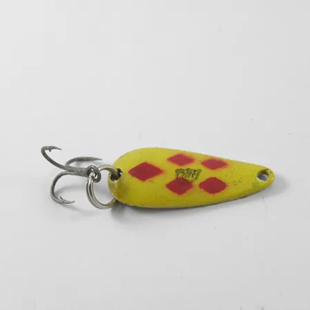 Vintage Eppinger Dardevle Lildevle, 1/8oz Five of diamonds (Red / Yellow / Brass) fishing spoon #1455