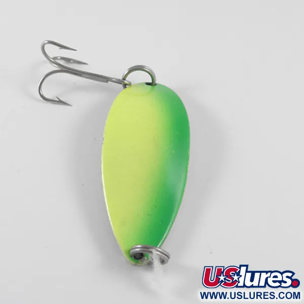 Vintage  Seneca Little Cleo (Hula Girl), 2/3oz Fluorescent Yellow / Green / Nickel fishing spoon #1475