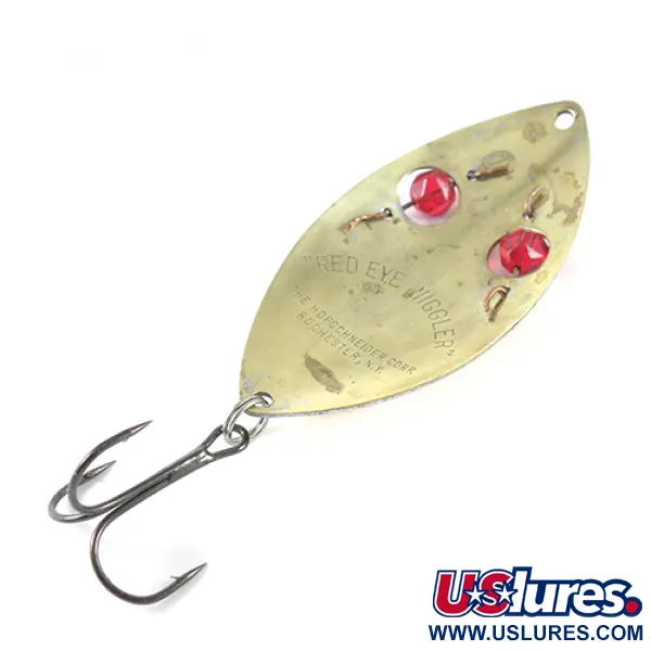 Vintage  Hofschneider Red Eye Wiggler​ , 3/4oz Brass fishing spoon #1481
