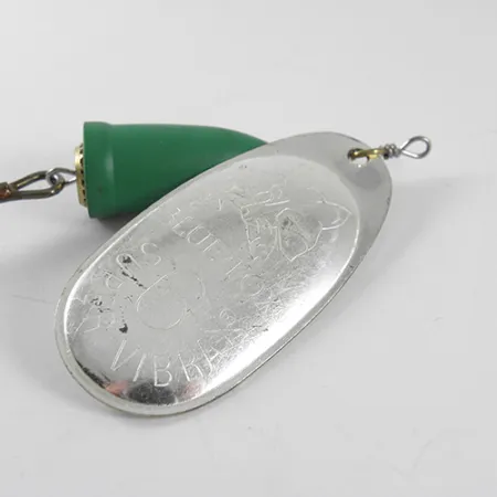 Vintage Blue Fox Super Vibrax 6, 2/3oz Nickel / Green spinning lure #1506