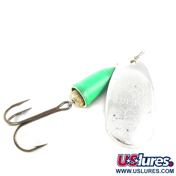 Vintage   Blue Fox Super Vibrax 6, 2/3oz Nickel / Green spinning lure #1506