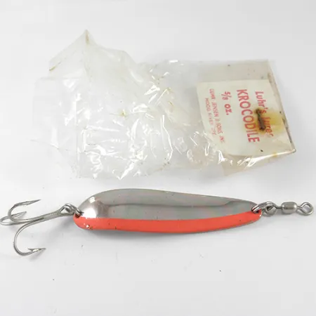 Luhr Jensen Krocodile , 3/4oz Nickel / Orange fishing spoon #1517