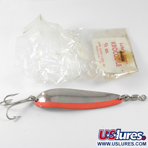  Luhr Jensen Krocodile , 3/4oz Nickel / Orange fishing spoon #1517